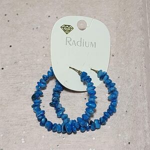 Blue Beaded Hoop Earrings